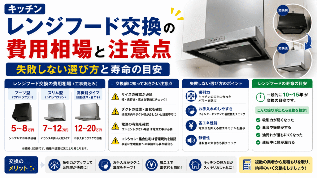 キッチンレンジフード交換の費用相場と選び方｜漏電、ブレーカー、換気扇修理119番