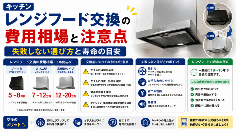 キッチンレンジフード交換の費用相場と注意点｜失敗しない選び方と寿命の目安