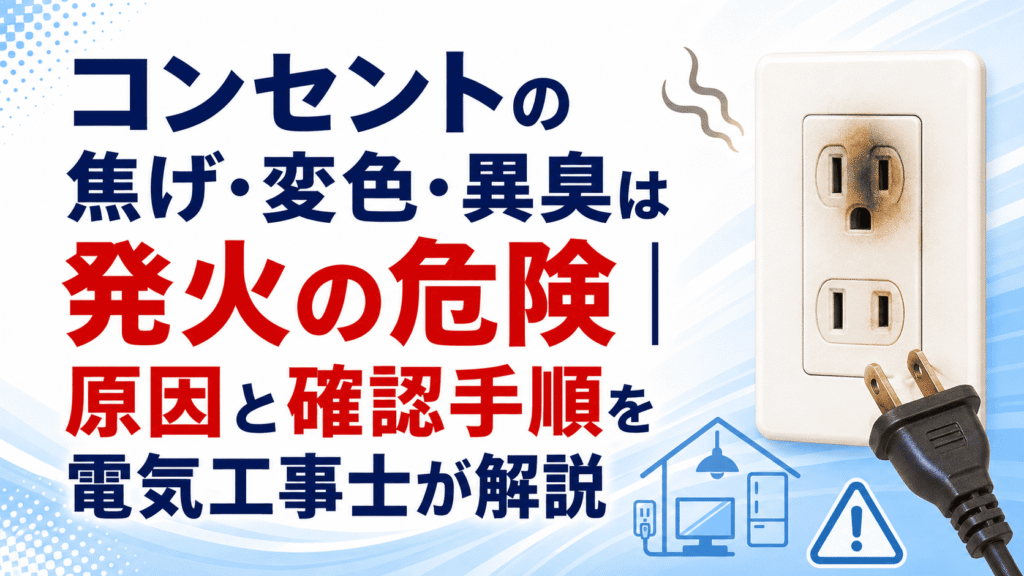 コンセントの焦げ・変色による発火リスクのイメージ