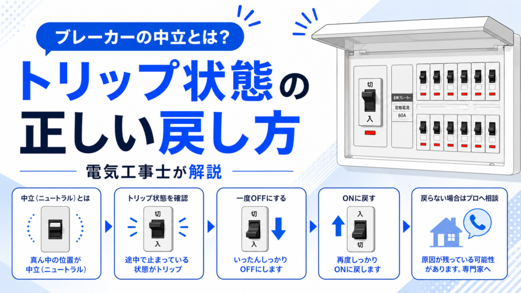 ブレーカーの中立とは？トリップ状態の正しい戻し方を電気工事士が解説